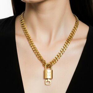 Gold-Plated Necklace with Authentic Louis Vuitton Padlock